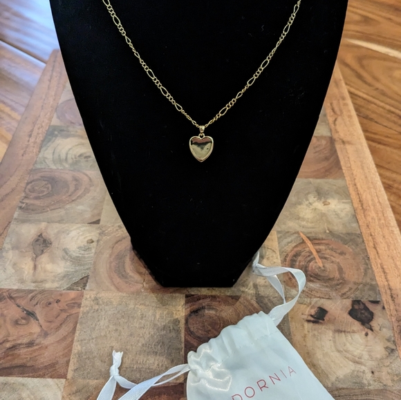 Adornia 14k Gold Plated Heart Necklace + Dust Bag Nwt